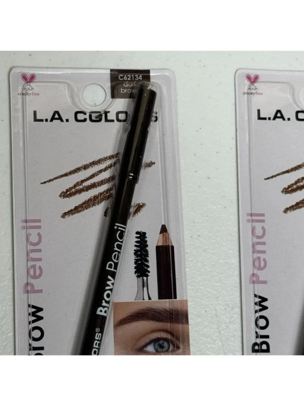 LA Colors Brow Pencil Duo Dark Brown With Spoolie Eyebrow Pencil 2 Pack New